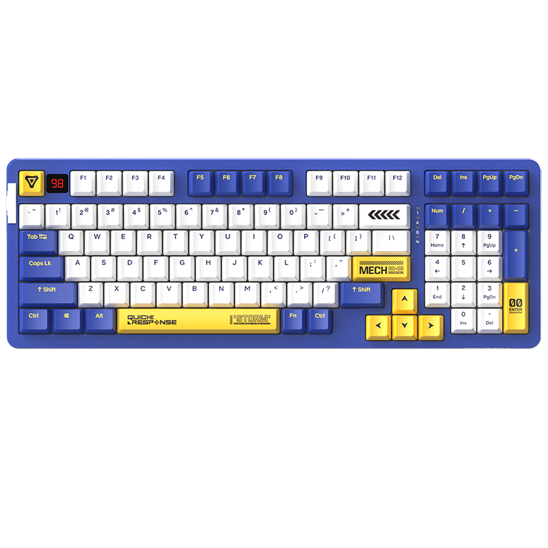 达尔优（dareu）A98机械键盘 三模热插拔键盘 游戏键盘 PBT键帽全键可换轴 RGB 机甲版-天空轴V3实付549.00元