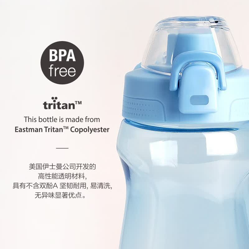 乐扣乐扣(LOCK&LOCK)鲨鲨杯运动水杯Tritan便携男女学生塑料杯露营户外水杯650毫升 蓝色-ABF975BLU- 650ml