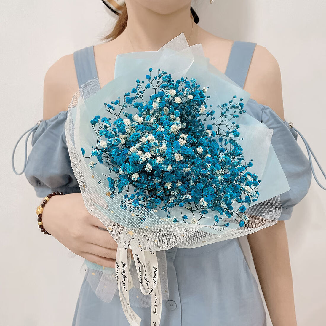 爱满  520七夕节日礼物送女友搭配成品满天星干花花束手捧花生日礼物