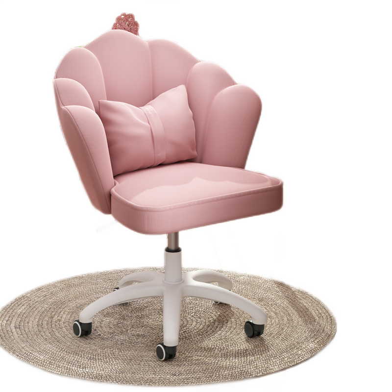 哈骆顿(HALODN) 电脑椅舒适学习座椅家用久坐靠背书房升降转椅卧室椅子网红女学生宿舍可爱化妆椅 【舒适海绵坐垫】女神粉带蝴蝶抱枕 尼龙脚 固定扶手