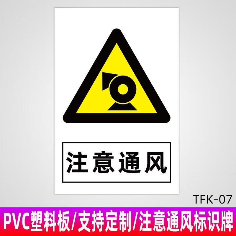 注意通风安全提示牌工厂车间烟雾必须注意保持通风仓库警示标识标 tfk