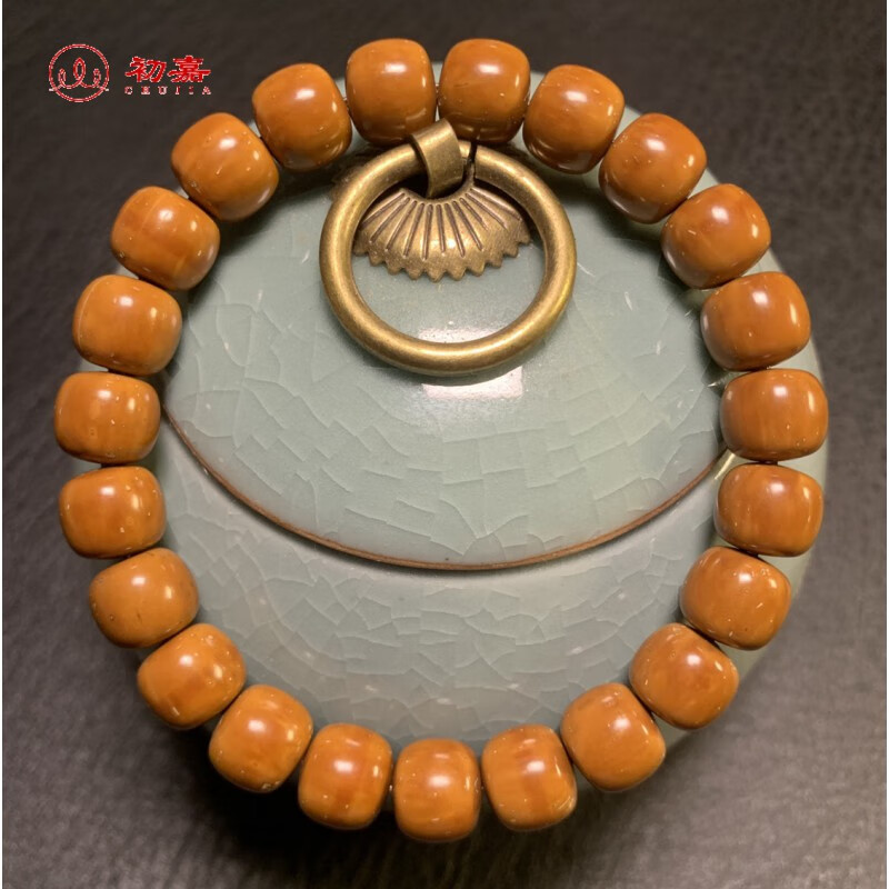 初嘉 精品紫金鼠实心老型桶珠文玩手串手持 10×9mm