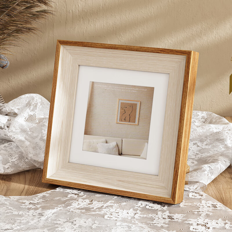 彩糖塘 复古相框摆台挂墙洗照片正方形6寸七小画框展示桌面摆件定制