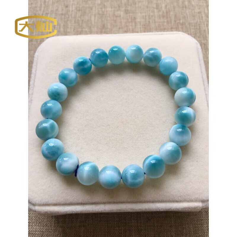 大灿 拉利玛手串天然海纹石手链男女款冰种玉化龟背纹9mm生日礼物