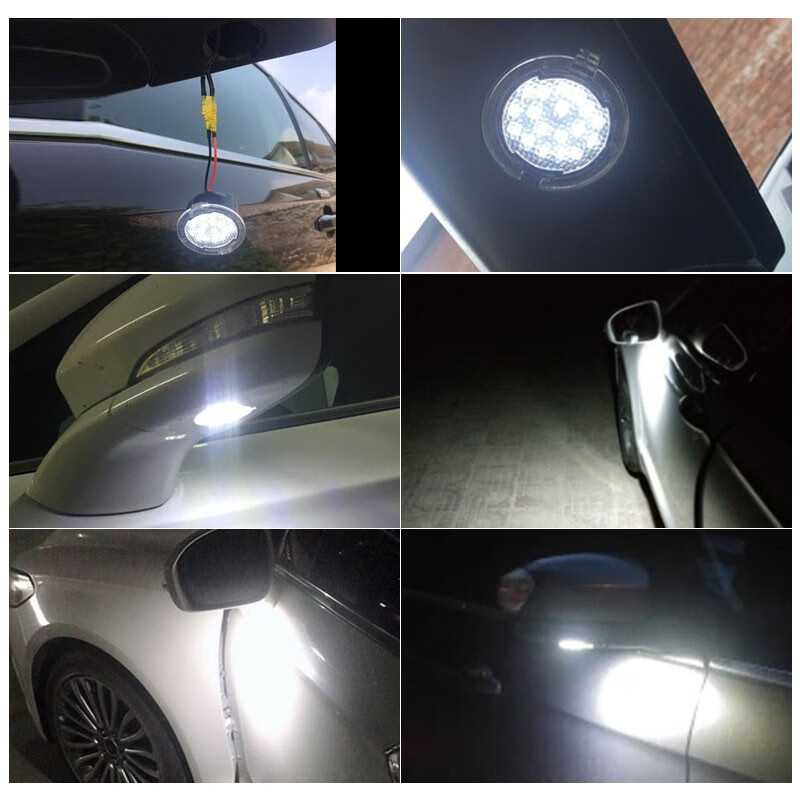 适用福特新蒙迪欧照地灯锐界LED反光镜迎宾灯后视镜小圆灯照地灯 LED解码白光 两只装