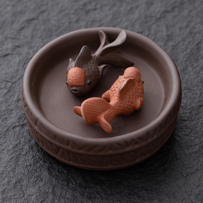 楚如山海经龙鲤茶宠鱼化龙小摆件 茶桌上的精品可养龙鱼茶台 年年有余