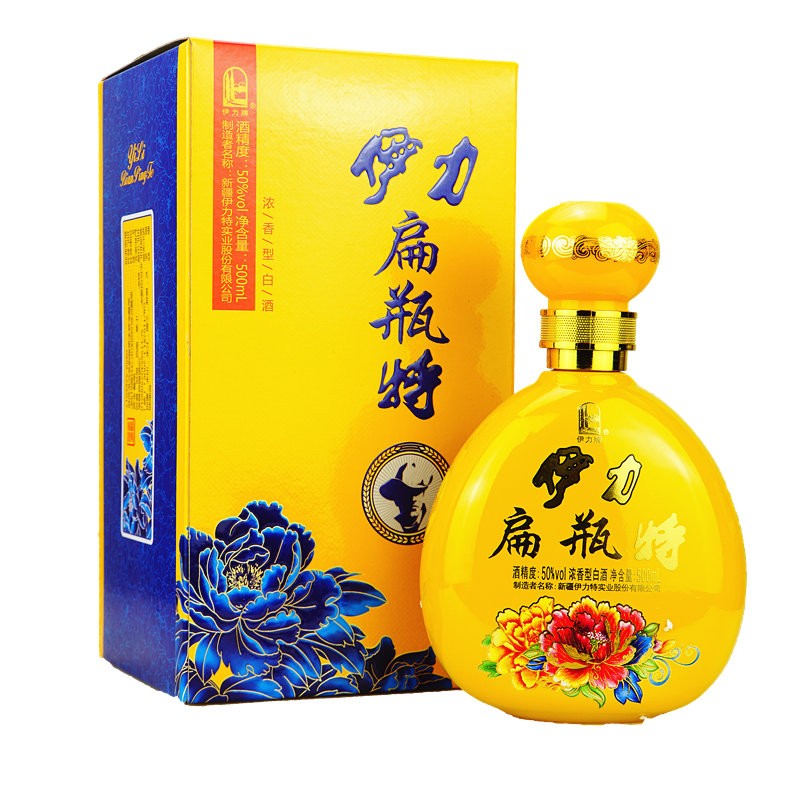 伊力特50度浓香型500ml,伊力特所有酒的图片 新疆伊力特浓香型白酒 【包装盒有瑕疵】50度伊力扁平特 500ml单瓶装