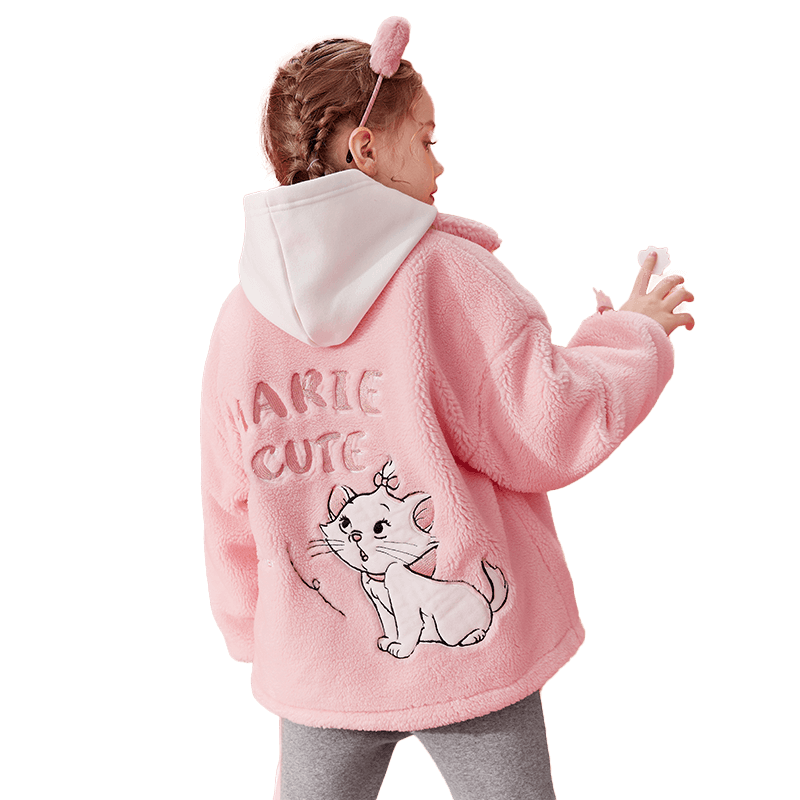 温馨可爱又优雅-迪士尼童装女童仿羊羔绒加绒外套