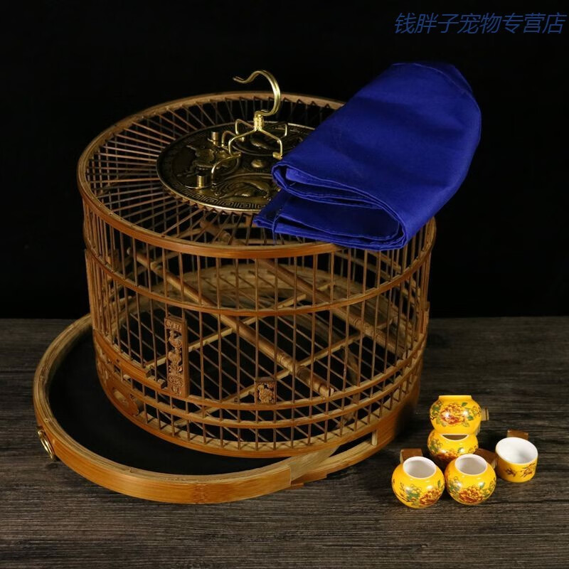 凡佰酷 老竹皮料拋光抽屜鳥籠精品籠繡眼黃雀芙蓉靛頦玉鳥文鳥春暖竹制品 下方抽屜高配