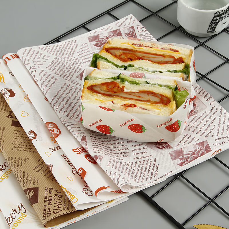 三明治包装纸一次性防水防油三文治汉堡纸托盘纸面包餐垫纸耐高温