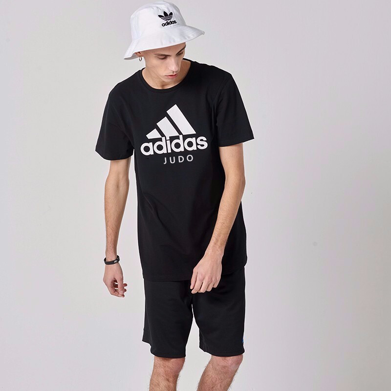 阿迪达斯t恤短袖新款运动透气舒适上衣男装短袖字母logot恤 judo黑/白