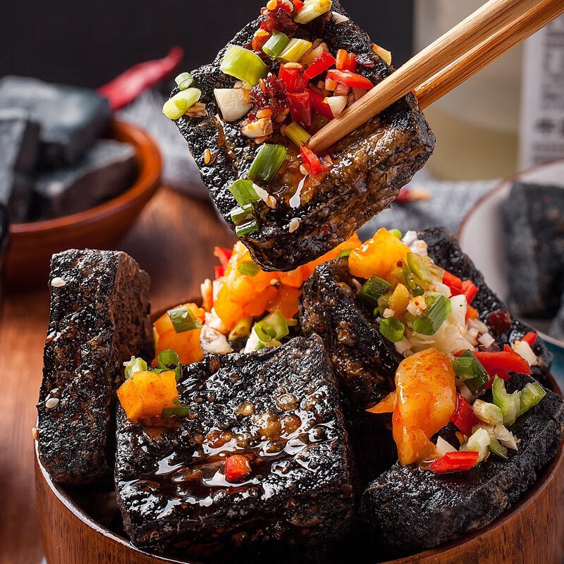 酷唷长沙臭豆腐生胚黑色半成品香辣油炸臭豆腐干零食经典特色摆摊小吃