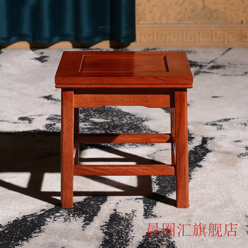 晨圈汇 小木凳梨木小凳子红实木中式矮凳家用换鞋凳方凳板凳 小方凳