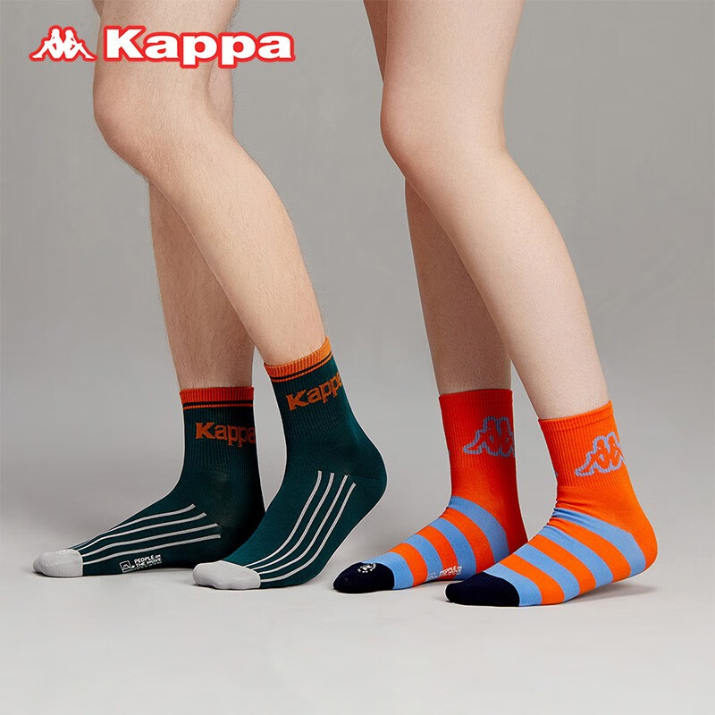【新品】kappa卡帕袜子(3双装)情侣袜时尚长袜高筒袜吸汗男袜女袜子 深绿/宝蓝色/桔色 均码