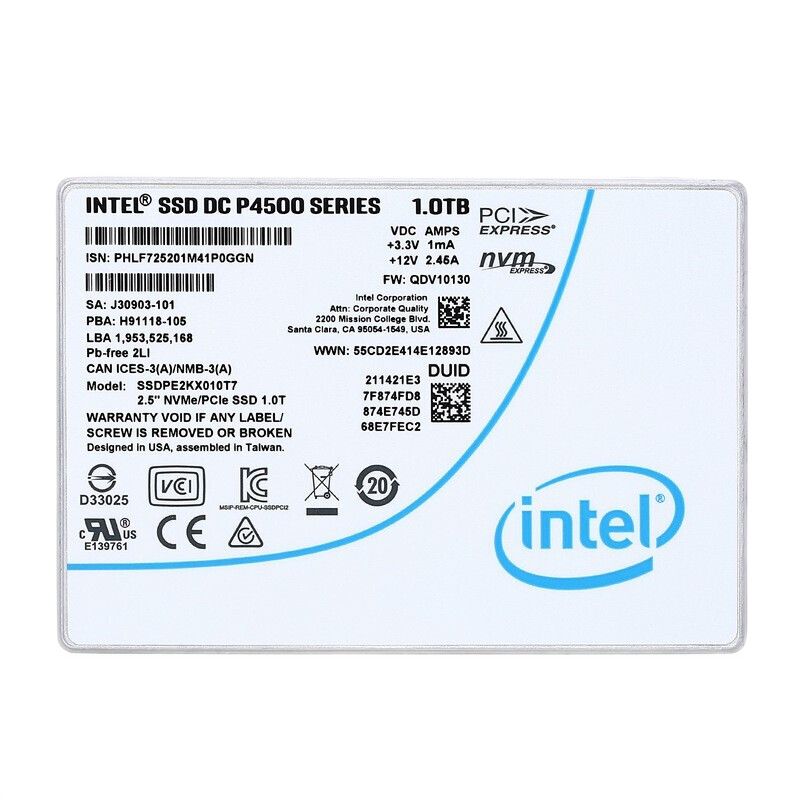 intel 英特尔 P4510 数据中心企业级SSD 固态硬盘U.2接口NVMe协议 P4510 2TB U.2