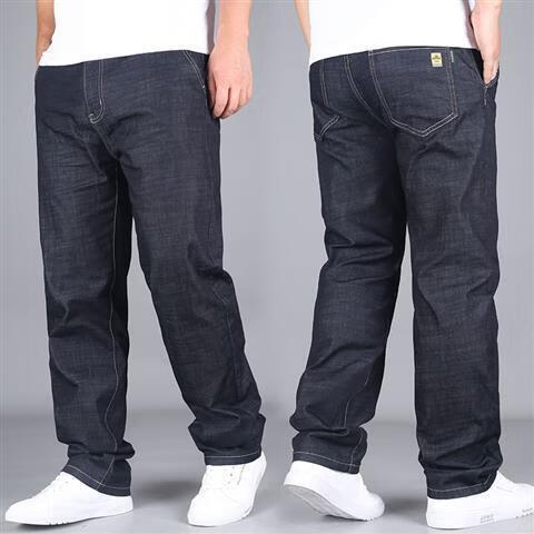 腿裤夏天浅色薄款宽松阔腿直筒肥佬胖子大码男士休闲牛仔长裤男裤潮牌