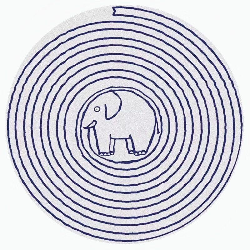 锡弦可爱儿童房圆形地毯设计师创意大象卧室床边地毯书桌椅子 长鼻