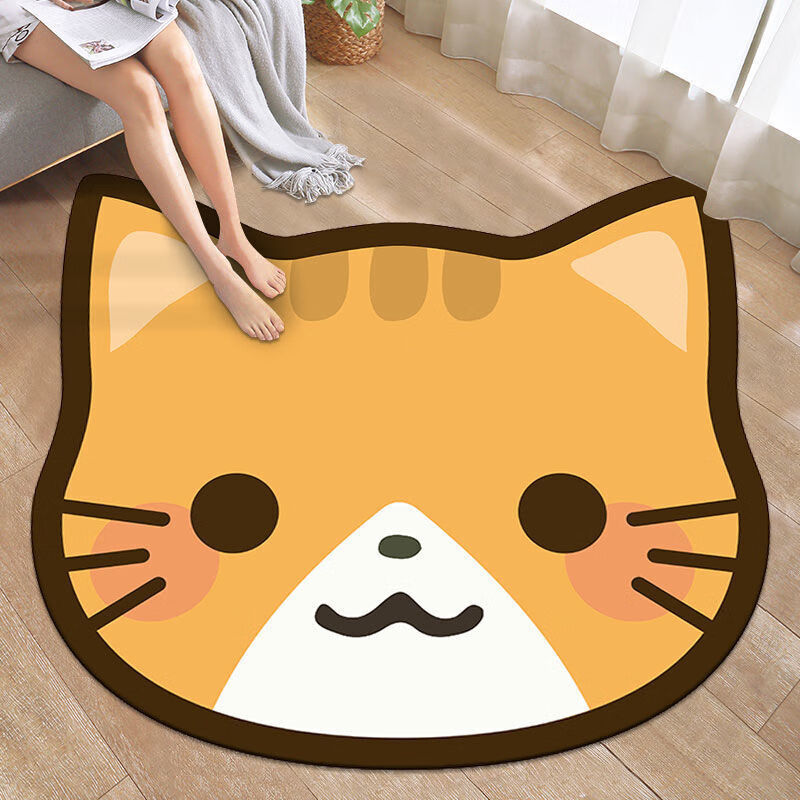 凯西熙【GH+FG】卡通可爱浴室卫生间吸水地垫门口卧室地毯家用进门垫防滑入户脚垫 猫猫头 60*60(厘米)