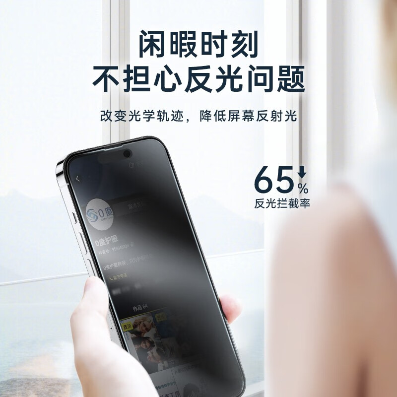 0度适用苹果14Pro钢化膜iPhone14ProMax手机膜iPhone14Pro防窥防摔磨砂抗指纹保护贴膜 iPhone14ProMax-6.7英寸(新)  防窥护眼版-AG防眩