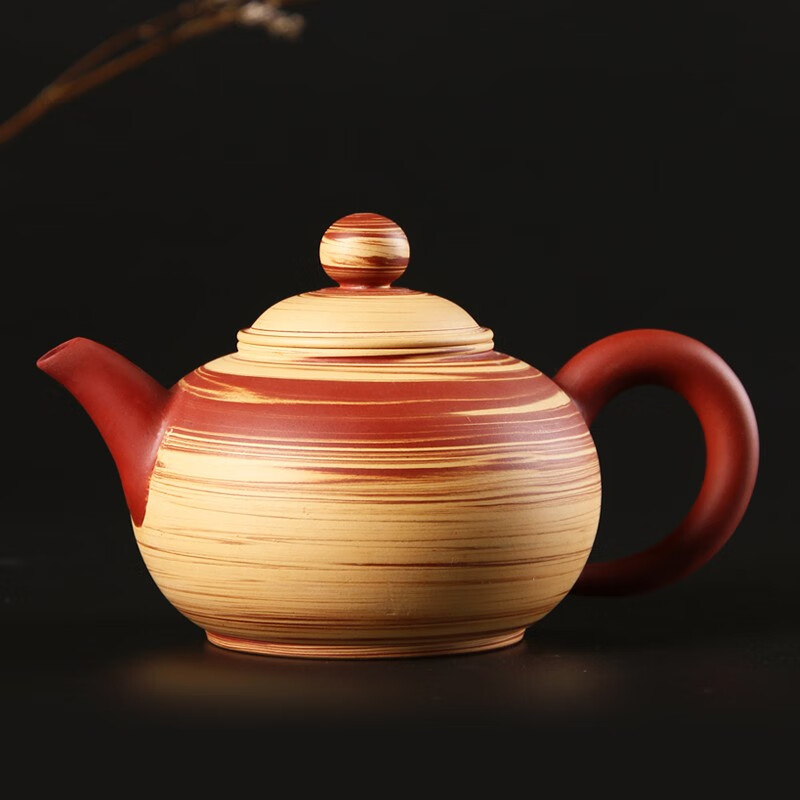 真迹 茶壶创意手工绞泥紫砂壶宜兴紫砂原矿朱泥工艺功夫茶壶茶具茶配