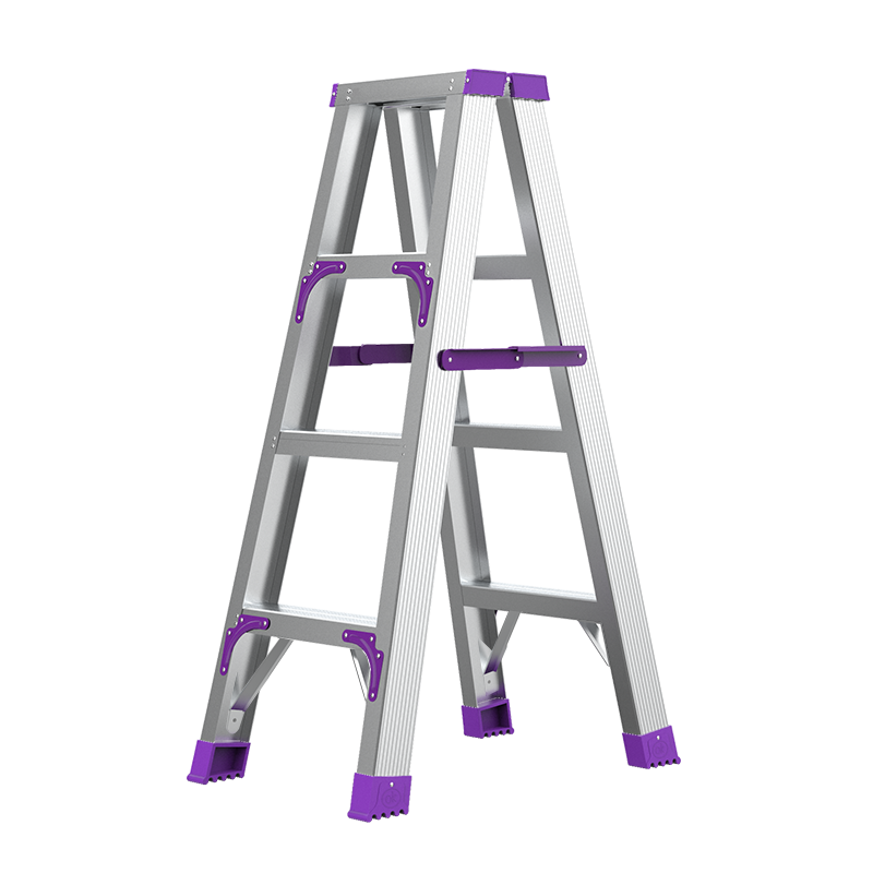 创硕 梯子家用折叠工程梯室内铝合金楼梯人字梯多功能加厚便携爬梯 【四步梯】加强款铝合金1.2米