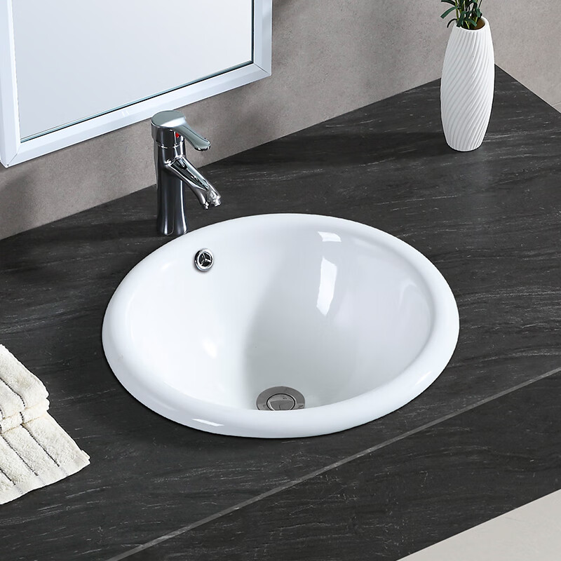 科勒椭圆形台中盆半嵌入式台上盆洗脸盆洗手盆家用卫生间陶瓷洗面盆