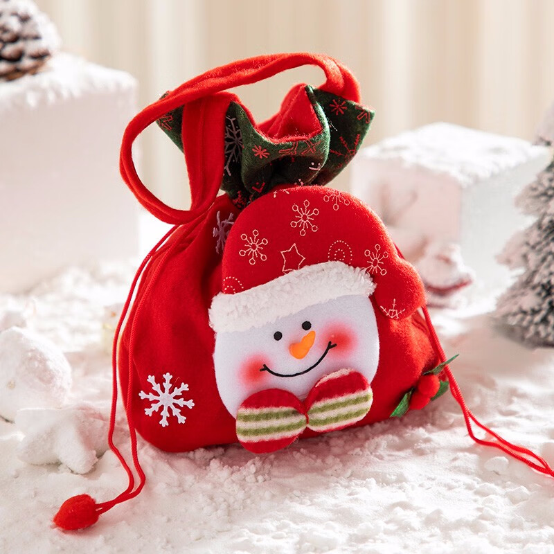 缔卡（DKtie） 圣诞装饰品苹果盒子圣诞苹果包装礼物盒礼物袋子平安夜包装袋子 苹果袋子雪人(店长力推)