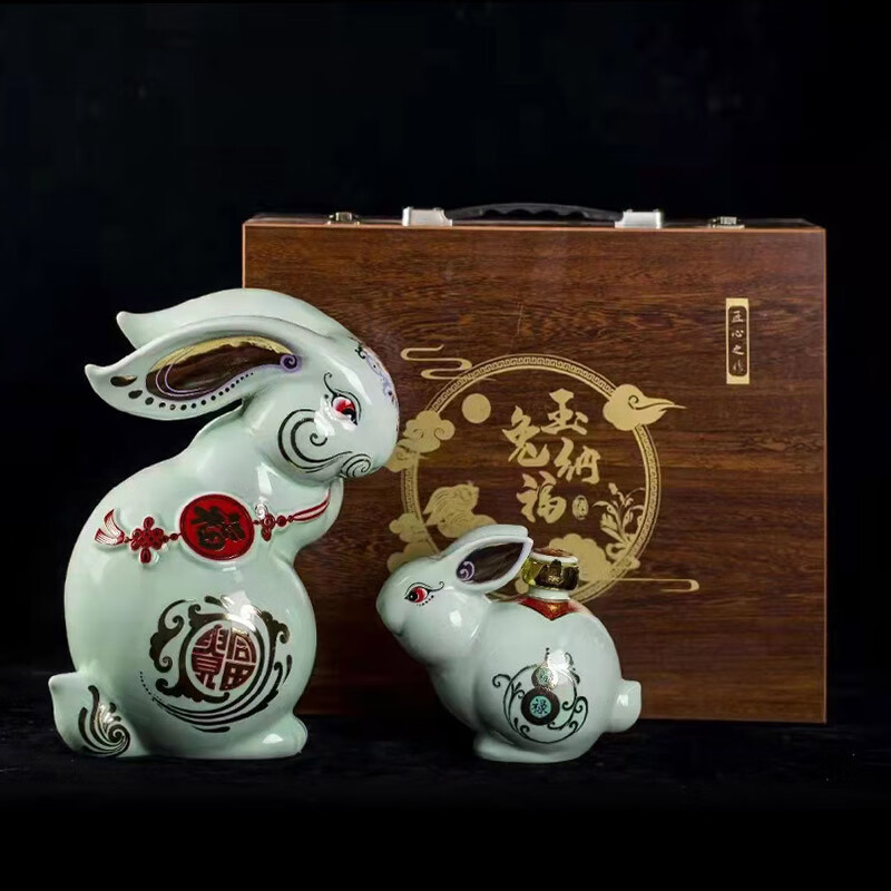 泰山牌（taishanpai）浓香型白酒 兔年生肖纪念酒 玉兔纳福 3L+500ml 60度白酒礼盒装