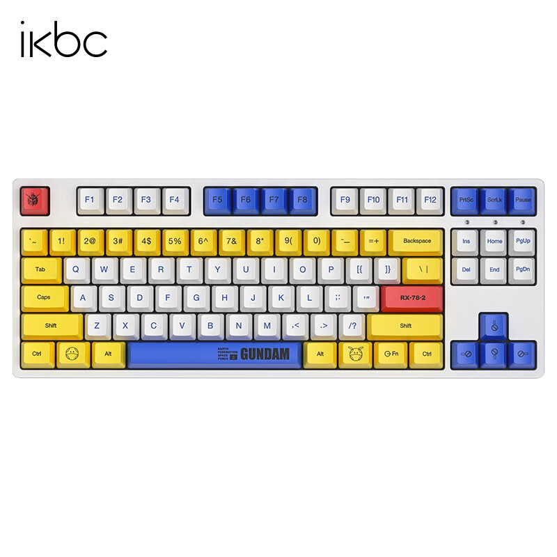 ikbc 高达键盘机械键盘无线键盘樱桃键盘游戏键盘cherry轴联名电竞pbt键帽 W200无线2.4G87键 青轴