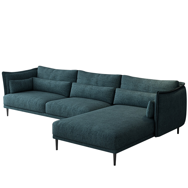 绿林咖 意式极简布艺沙发组合现代客厅家具大小户型北欧风格沙发 双人位+左贵妃 肤棉麻(实木框架+高回弹海绵)