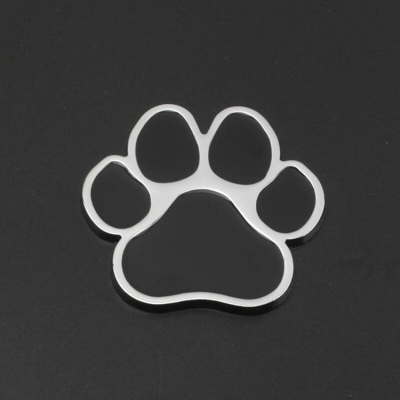 适用于3d个性金属车贴汽车趣味脚印车标尾标创意车身划痕贴 掌印 银黑