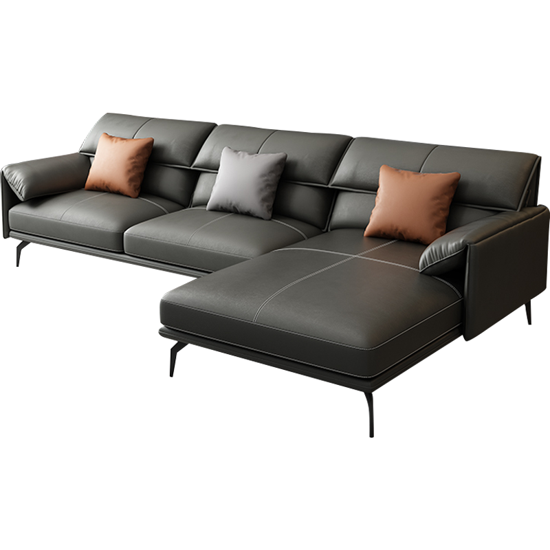 麦纪 沙发 意式皮沙发意式极简大小户型真皮沙发轻奢皮艺北欧转角皮沙发组合 单+三+异型右转角【4.5米】 组合