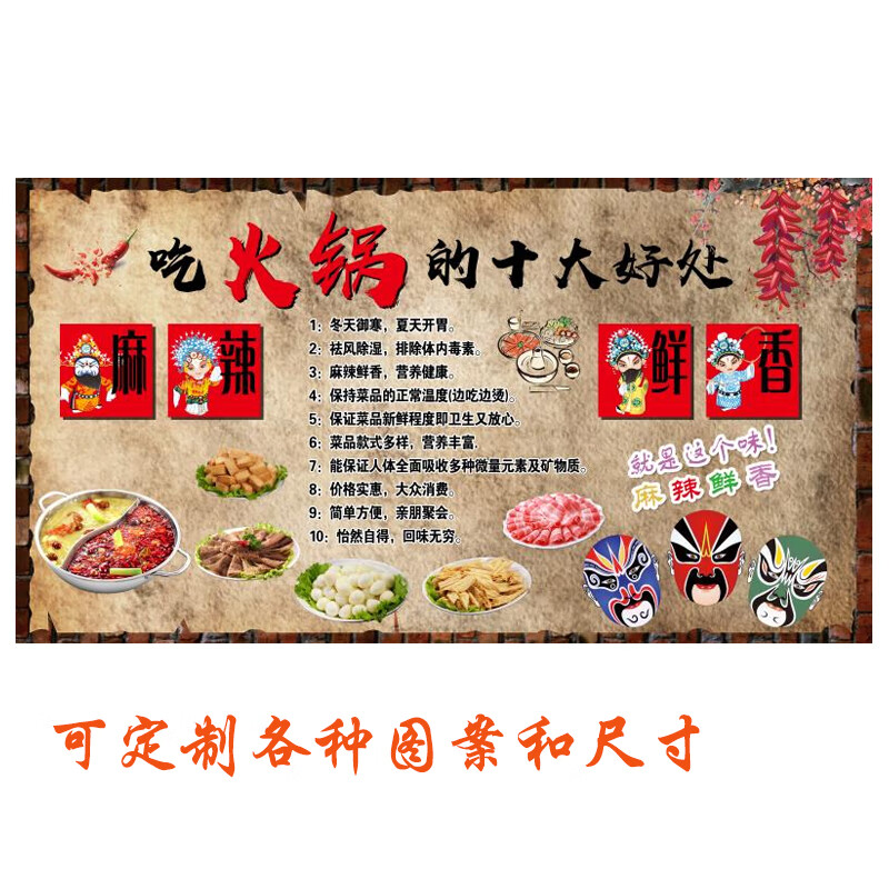 恒愎老火锅店广告海报贴画个性创意贴纸火锅自粘壁画墙纸 款式1 小