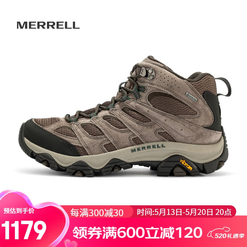 迈乐（Merrell）上新 户外经典徒步鞋男女款MOAB3 GTX中帮透气防水耐磨防滑登山鞋 J035787灰深兰（男款） 42