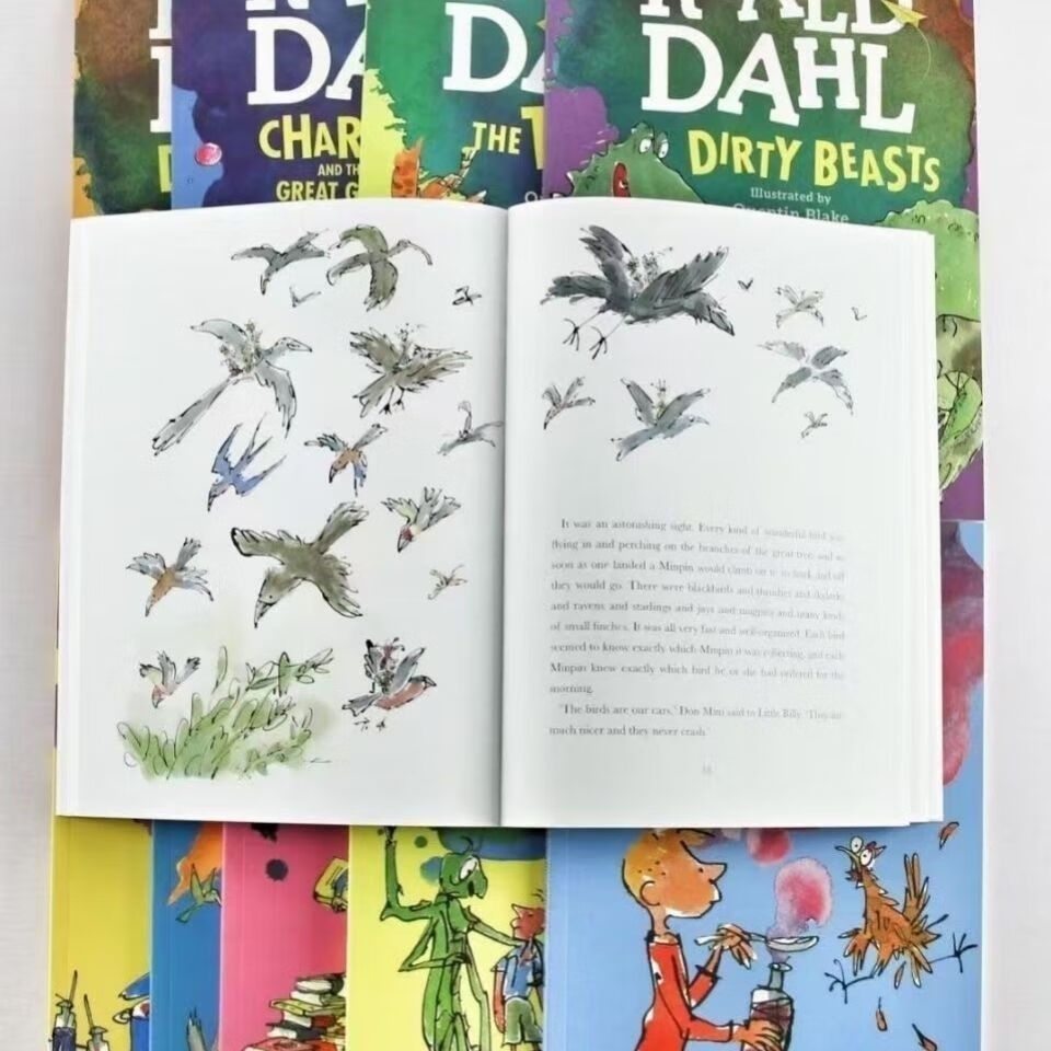 【二手9成新】-罗尔德达尔彩绘版18册roalddahl大开本a4彩绘送音