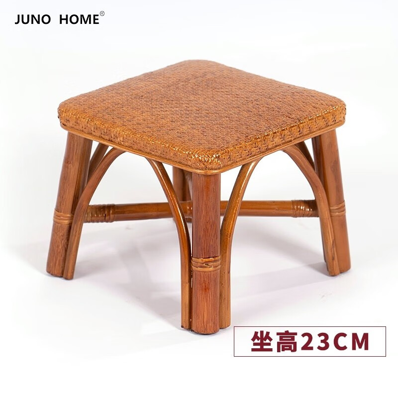 juno home 小凳子藤编凳子手工编织矮凳小板凳换鞋凳蘑菇凳方凳天然小