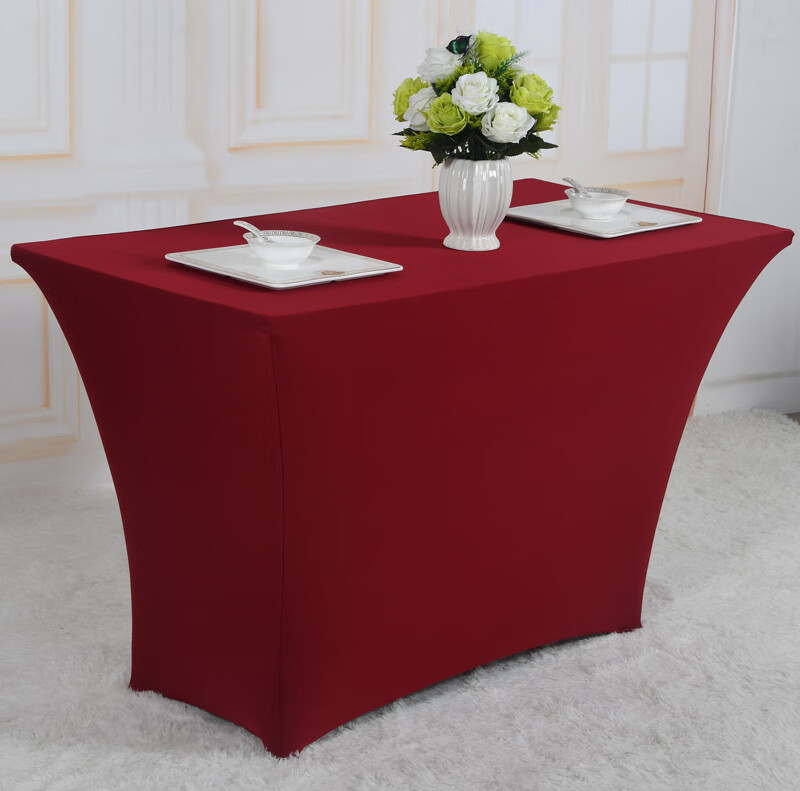 冰彩 白色弹力鸡尾酒桌套长方吧台套弹力桌布会议婚庆宴会展会活动桌