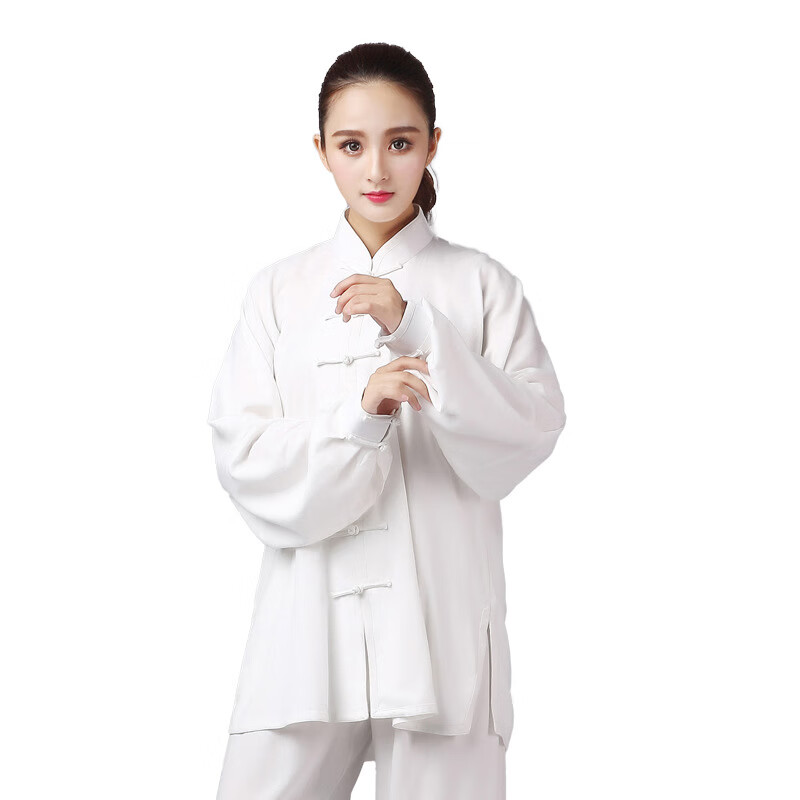 dbhlpgian【新品】太极服练功服武术服棉加丝纯色武术服太极服 乳白色