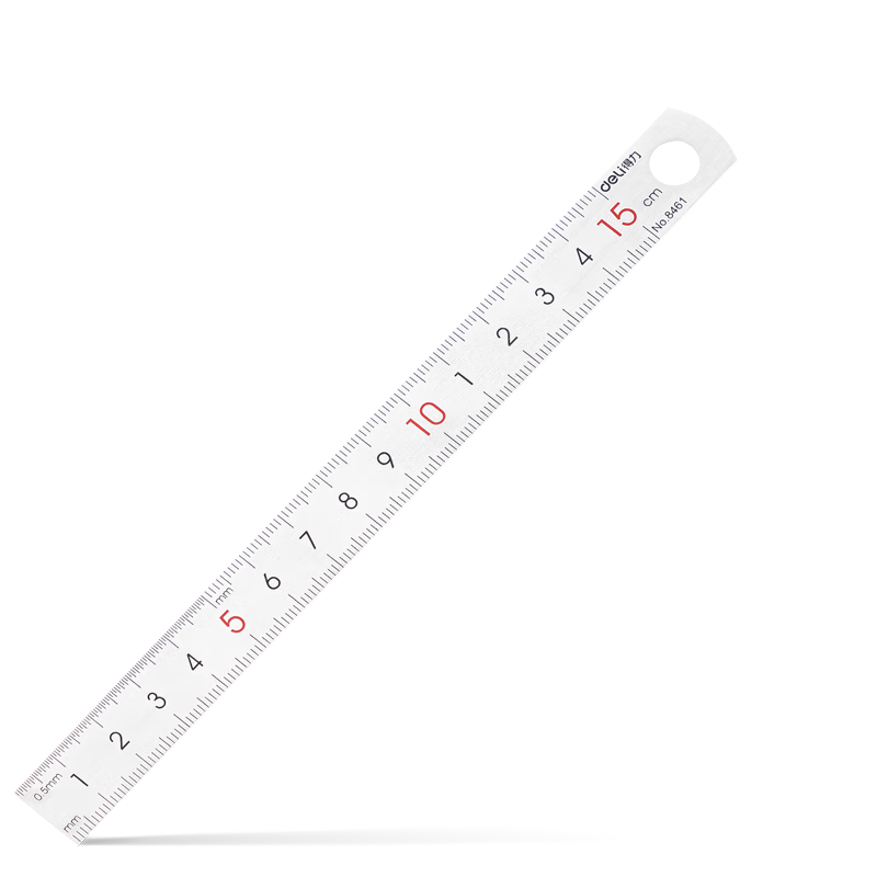 得力(deli)15cm不锈钢直尺 测量绘图刻度尺子 带公式换算表 办公用品  8461