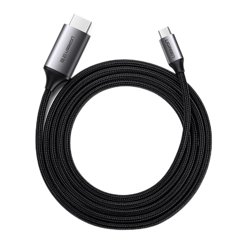 綠聯(lián)（UGREEN） Type-C轉(zhuǎn)HDMI線雷電3/4轉(zhuǎn)換器USB-C轉(zhuǎn)接頭擴(kuò)展高清4K60/2K144Hz投屏適用蘋果15筆記本電腦 鋁殼編織直頭-1.5米【4K/60Hz】50570