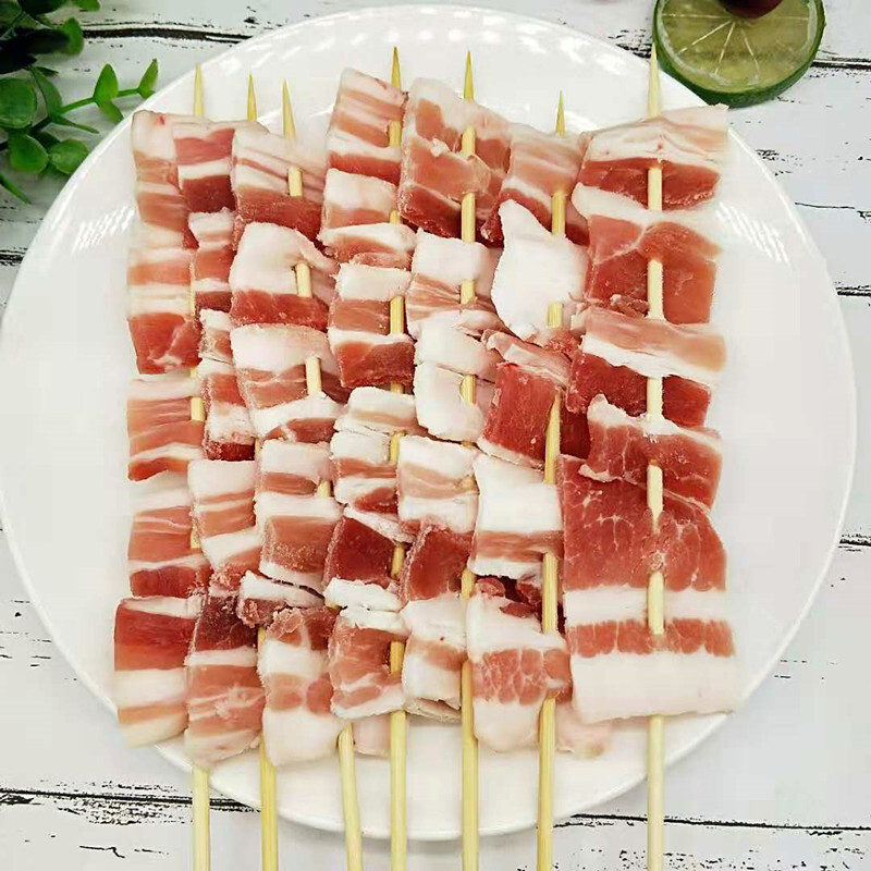 猪五花肉串整肉20串碳烤猪肉串半成品户外烧烤食材铁板煎烤肉500g