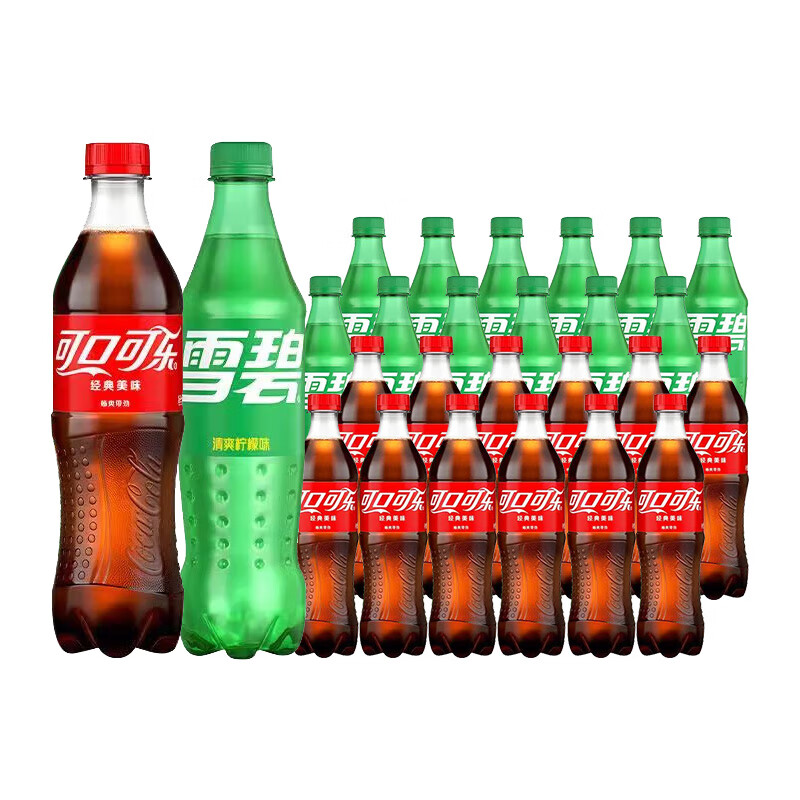 可口可乐（Coca-Cola）汽水碳酸饮料 500ml瓶装可乐雪碧芬达混合组合装 500mL 24瓶 可乐+雪碧各12瓶