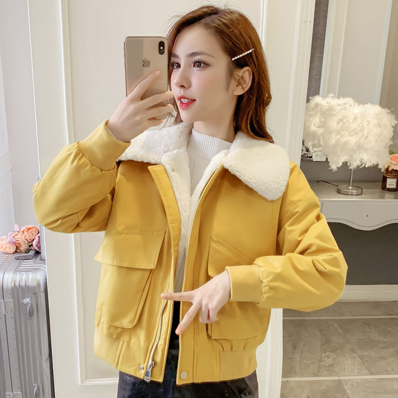 亚永凌冬季新款加绒棉服短款工装韩版羊羔绒夹克宽松学生外套女装潮