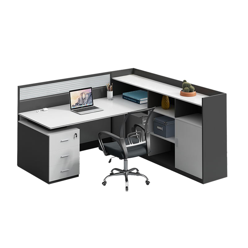 圣黎 屏风办公桌椅组合职员电脑桌简约现代屏风隔断财务员工位 干字型六人位【含柜】