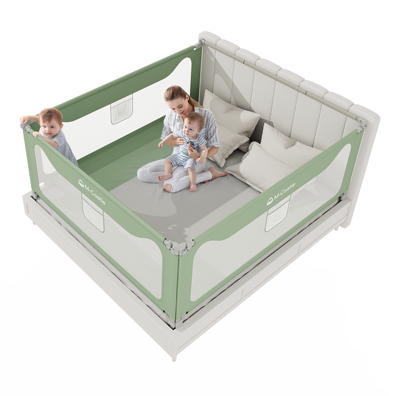 M-Castle（慕卡索）德国床围栏床护栏婴儿童床挡板宝宝防摔护栏垂直升降 冰绿色2.2米（1面装）