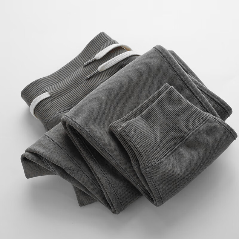 重磅纯棉360g运动裤男厚实卫裤宽松束脚休闲裤高端长裤子潮 战舰灰色