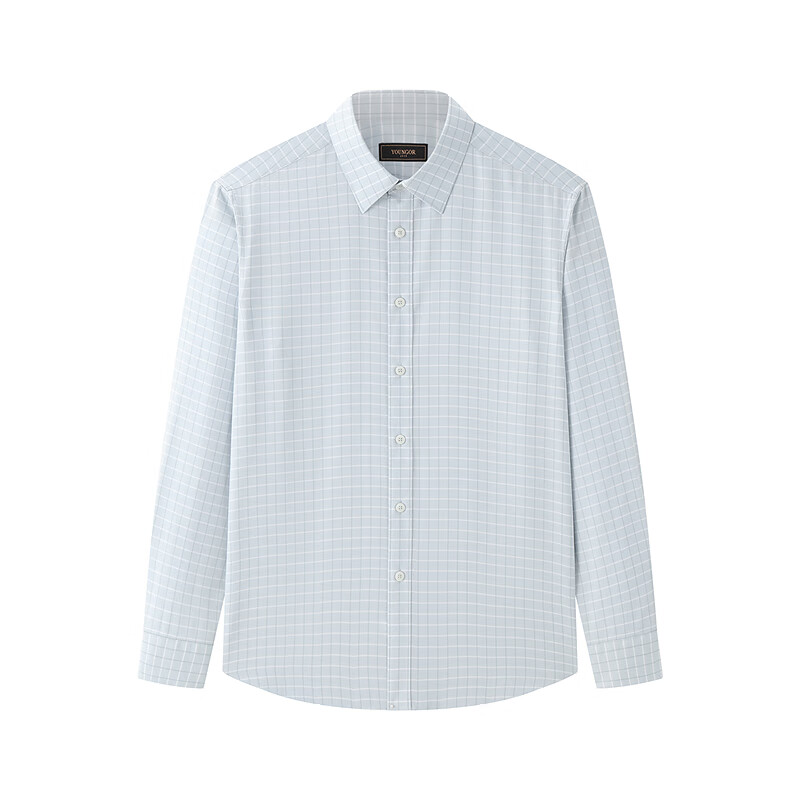 雅戈尔长袖衬衫【格纹全棉】柔软挺阔有型修身剪裁通勤商务休闲男衬衣 绿色格子 41 (175/96Y)