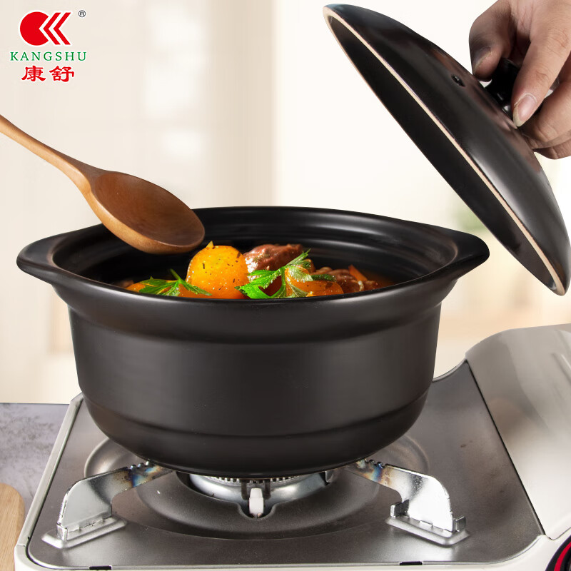 中式家用黑砂锅宽口大容量煲汤炖锅耐高温干烧不裂防糊底沙锅 1L 1点3l9黑瓷煲适合1-2人3L