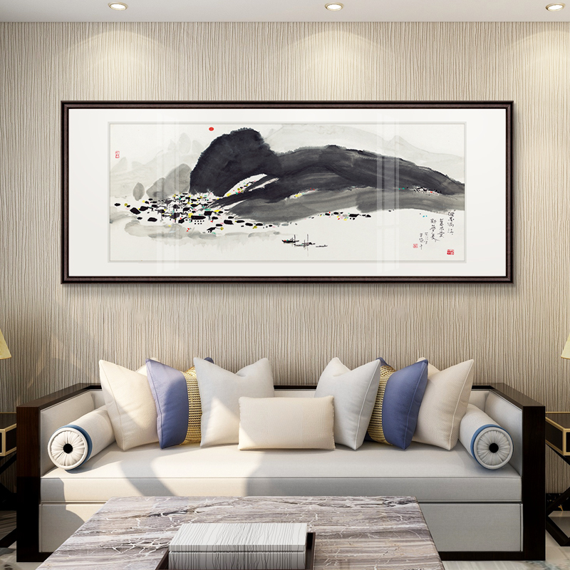 客厅禅意装饰画中国风茶室书房办公室沙发背景墙挂画 《泼墨漓江》 宽
