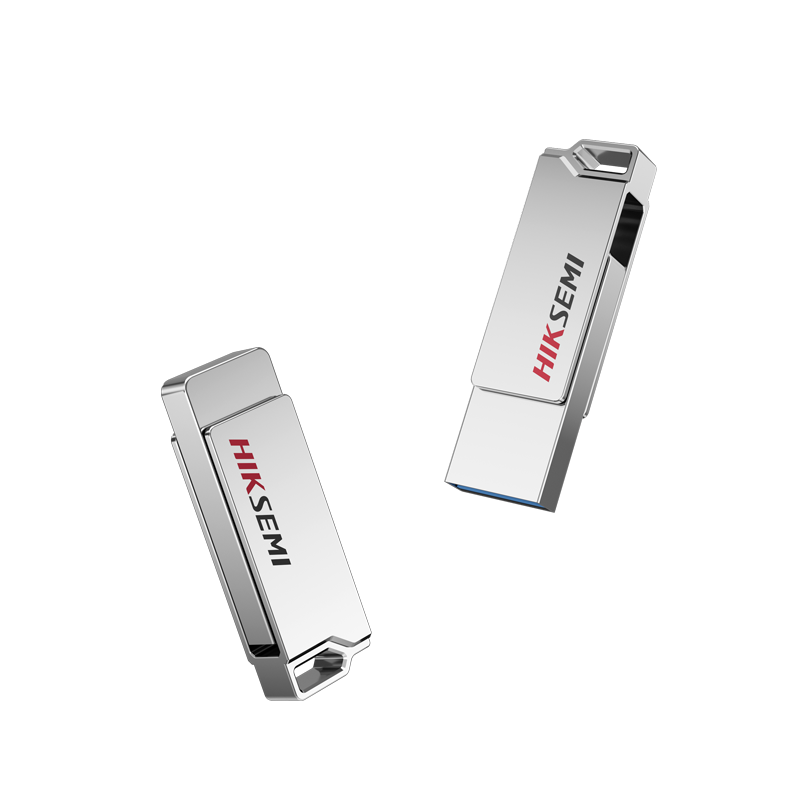 海康威视（HIKVISION）128GB USB3.2金属U盘X327银色 360度旋转高速读写车载电脑两用办公学习优盘